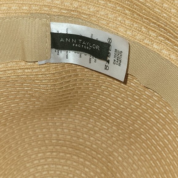 Ann Taylor Factory Fedora Straw Hat w/ Classic Black Ribbon Gold Flecks! - Picture 6 of 7